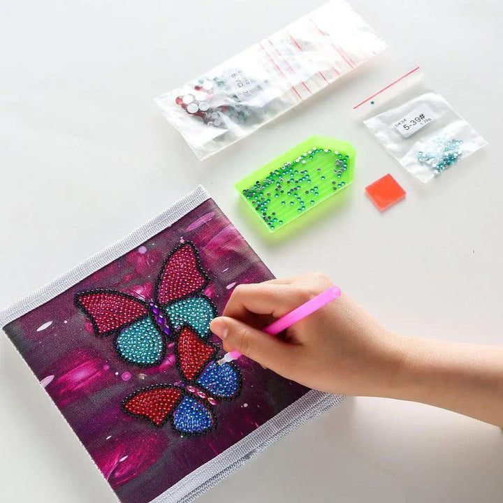 Red and Blue Butterflies - Diamond Painting Storage Kit - Diamond Painting Cross Stitch