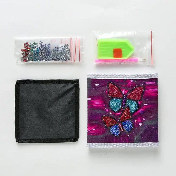 Red and Blue Butterflies - Diamond Painting Storage Kit - Diamond Painting Cross Stitch