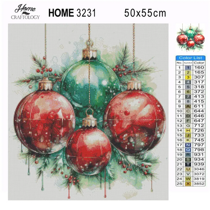 Red and Green Christmas Balls - Exclusive Premium Diamond Painting Kit - Diamond Painting Kit