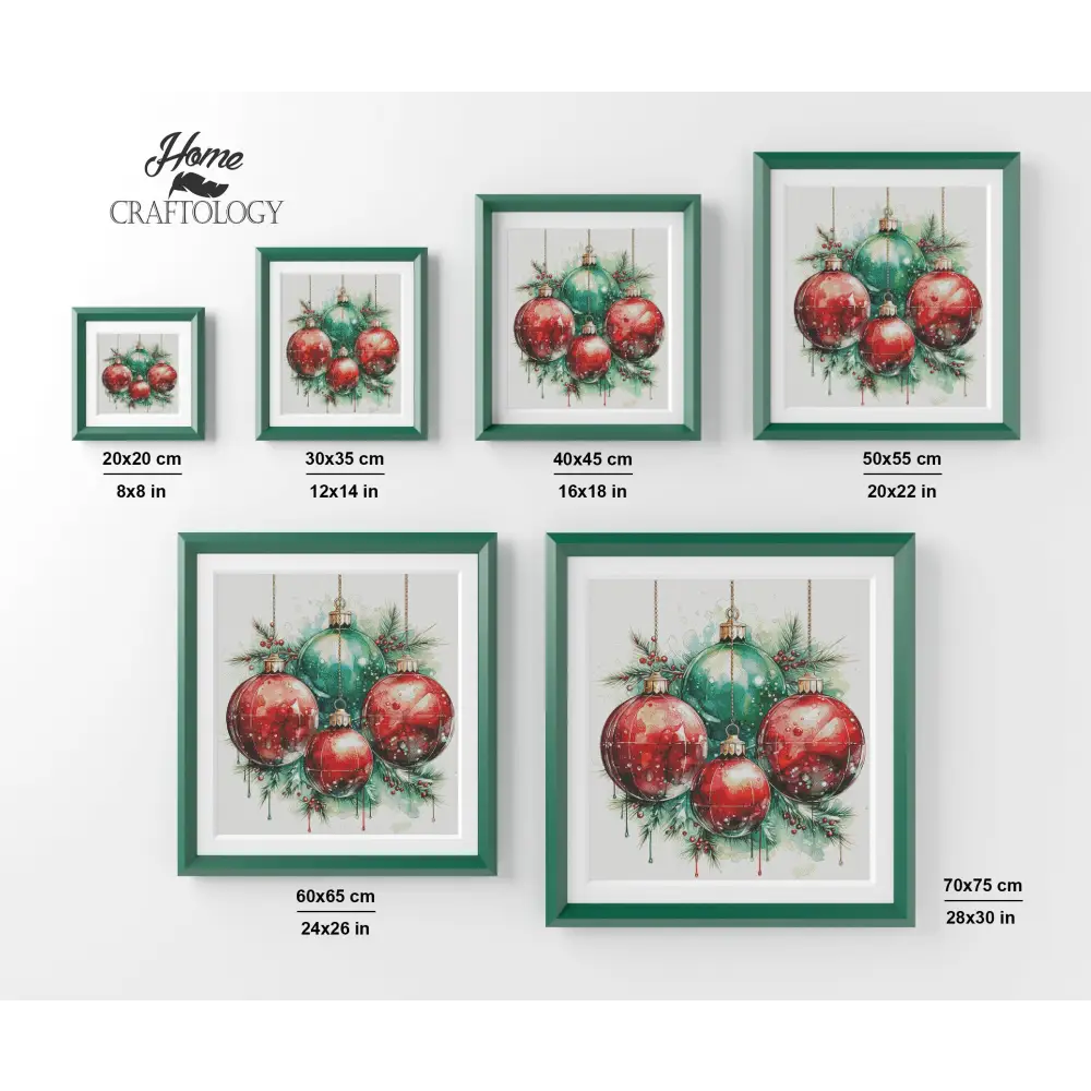 Red and Green Christmas Balls - Exclusive Premium Diamond Painting Kit - Diamond Painting Kit