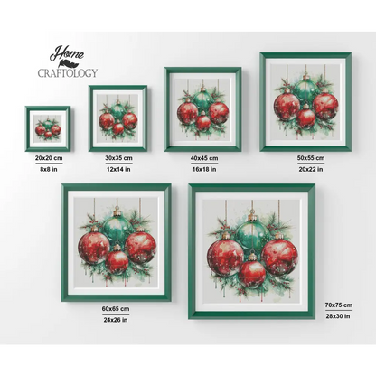 Red and Green Christmas Balls - Exclusive Premium Diamond Painting Kit - Diamond Painting Kit