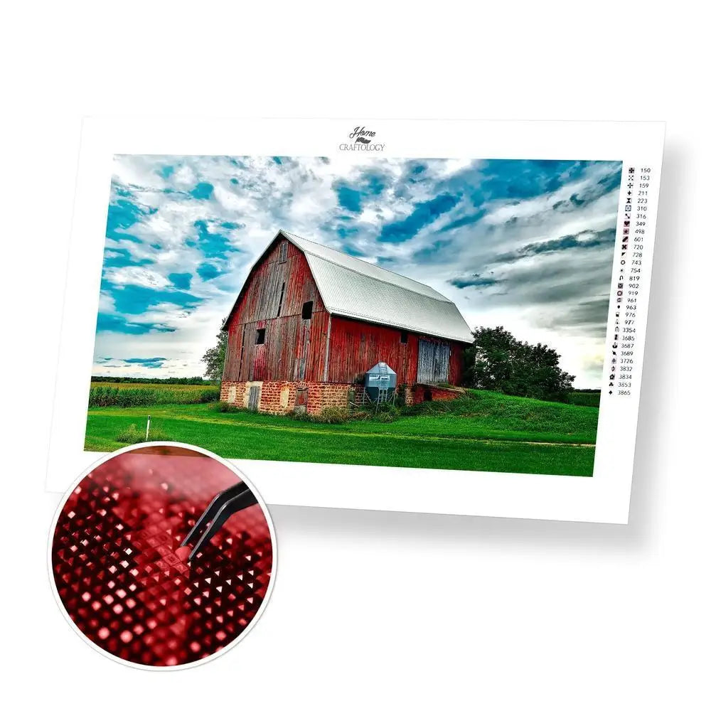 Red Barn - Premium Diamond Painting Kit - 50x30cm / 20x12’’ / Square (Most Popular) - Diamond Painting Kit