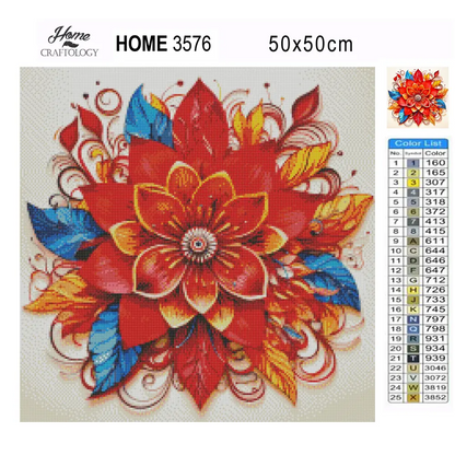 Red Flower Mandala - Exclusive Premium Diamond Painting Kit - Diamond Painting Kit