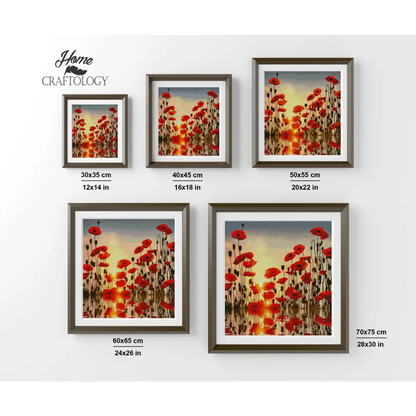 Red Poppies Reflection - Premium Diamond Painting Kit - Diamond Painting Kit