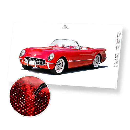 Red Sports Car - Premium Diamond Painting Kit - 60x30cm / 24x12’’ / Square (Most Popular) - Diamond Painting Kit