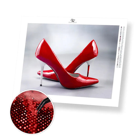 Red Stilettos - Premium Diamond Painting Kit - 40x30cm / 16x12’’ / Square (Most Popular) - Diamond Painting Kit