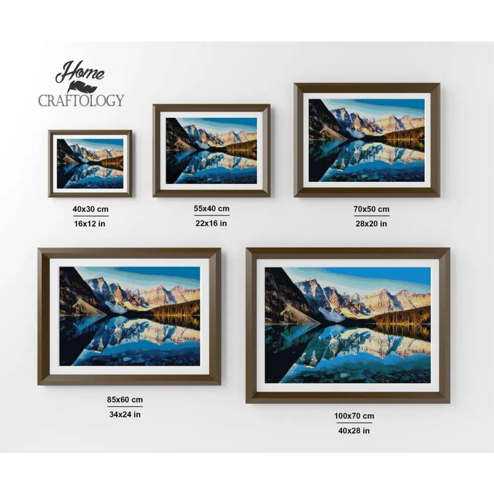 Reflection at Lake Moraine - Premium Diamond Painting Kit - Diamond Painting Kit