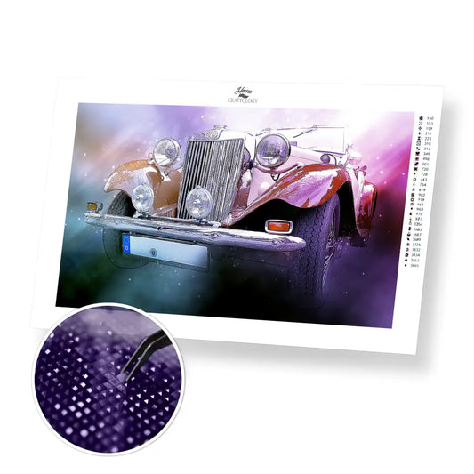 Retro Car - Premium Diamond Painting Kit - 50x30cm / 20x12’’ / Square (Most Popular) - Diamond Painting Kit