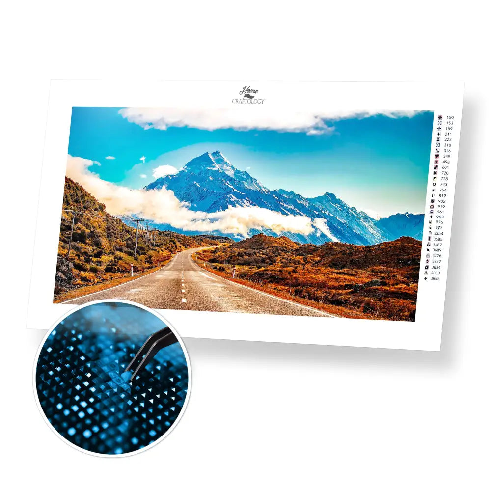 Road Trip in New Zealand - Premium Diamond Painting Kit - 55x30cm / 22x12’’ / Square (Most Popular) - Diamond Painting