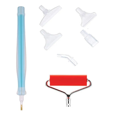 Roller Diamond Painting Pen with 5 Replaceable Tips - Blue - Diamond Painting Accessory