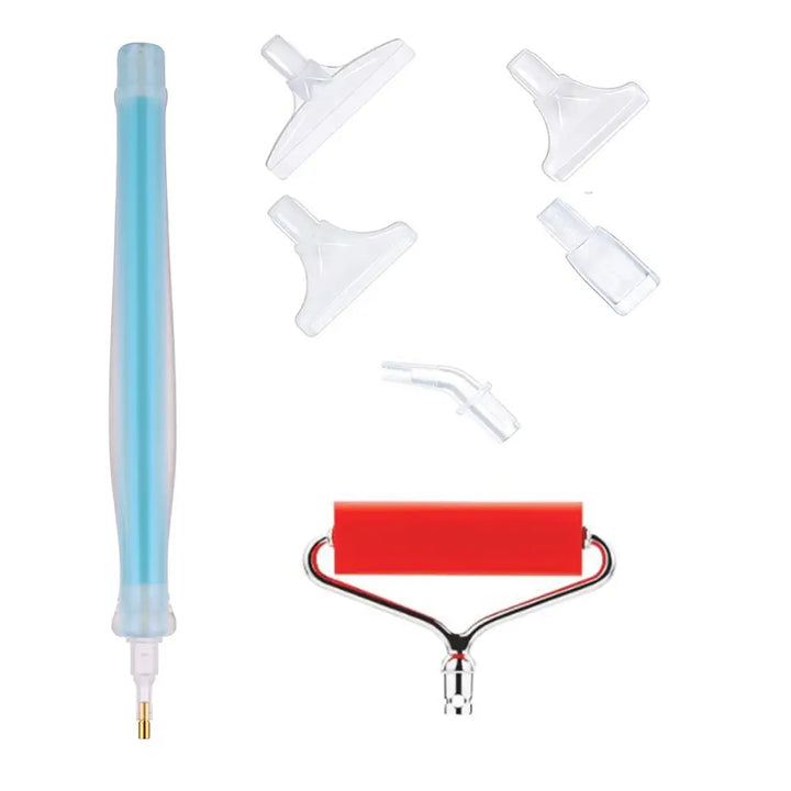 Roller Diamond Painting Pen with 5 Replaceable Tips - Blue - Diamond Painting Accessory