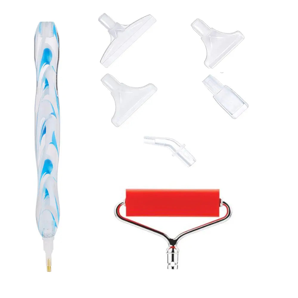 Roller Diamond Painting Pen with 5 Replaceable Tips - Blue Ripple - Diamond Painting Accessory