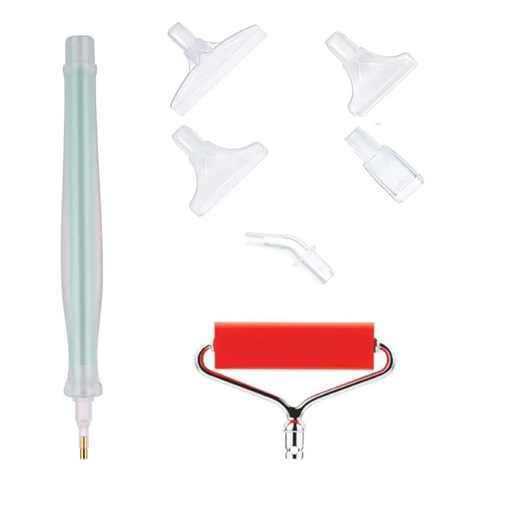 Roller Diamond Painting Pen with 5 Replaceable Tips - Green - Diamond Painting Accessory