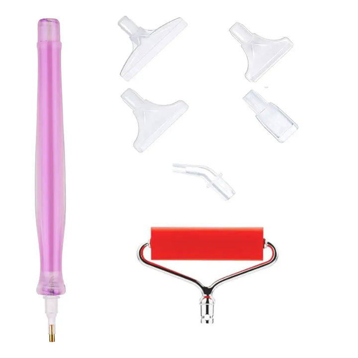 Roller Diamond Painting Pen with 5 Replaceable Tips - Purple - Diamond Painting Accessory