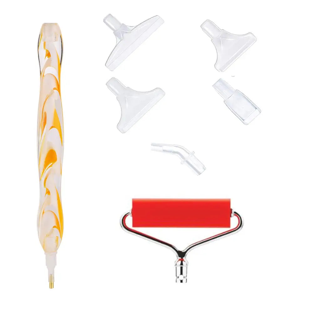 Roller Diamond Painting Pen with 5 Replaceable Tips - Yellow Ripple - Diamond Painting Accessory