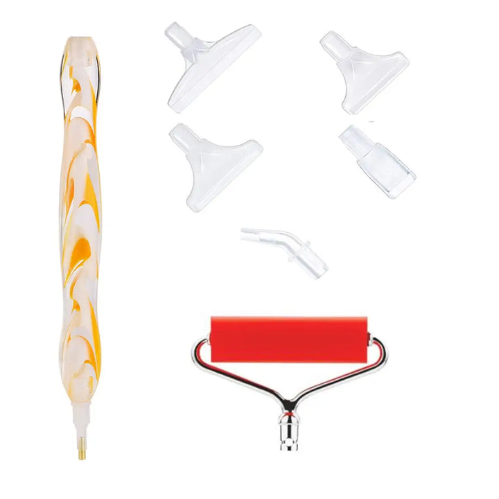Roller Diamond Painting Pen with 5 Replaceable Tips - Yellow Ripple - Diamond Painting Accessory