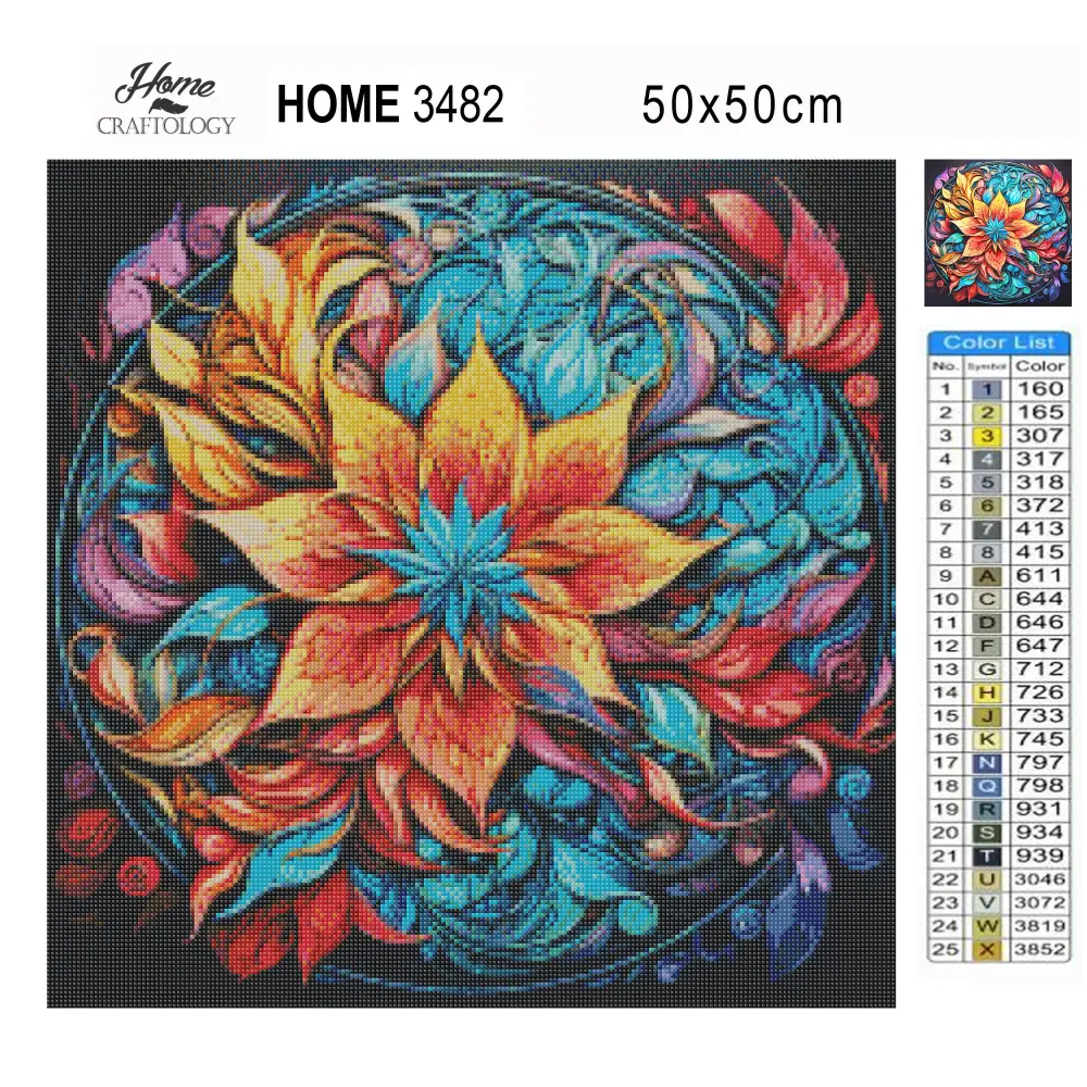 Round Flower Mandala - Exclusive Premium Diamond Painting Kit - Diamond Painting Kit
