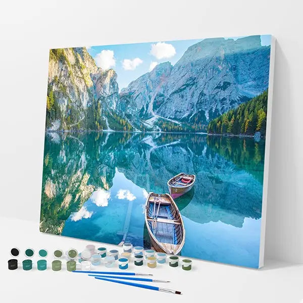 Rowboats on the Lake Kit - Paint By Numbers - 30x40cm / 12x16’’ / No Frame - Paint By Numbers
