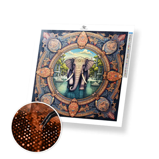 Royal Elephant Mandala - Exclusive Premium Diamond Painting Kit - 30x30cm / 12x12’’ / Square (Most Popular) - Diamond
