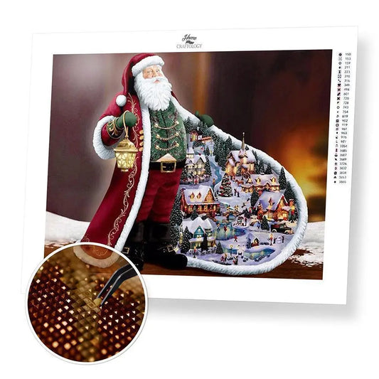 Santa and Christmas Village - Diamond Painting Kit Diamond Painting Cross Stitch Home Craftology 20x25cm 
