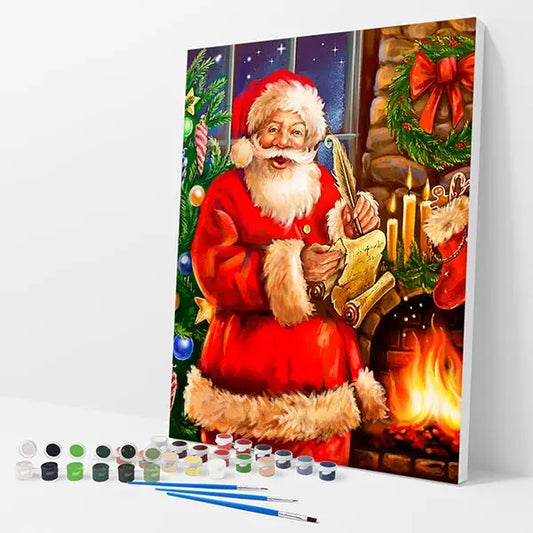 Santa with His List Kit - Paint By Numbers - 30x40cm / 12x16’’ / No Frame - Paint By Numbers