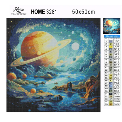 Saturn with Other Planets - Exclusive Premium Diamond Painting Kit - Diamond Painting Kit