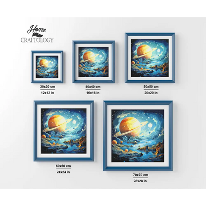 Saturn with Other Planets - Exclusive Premium Diamond Painting Kit - Diamond Painting Kit