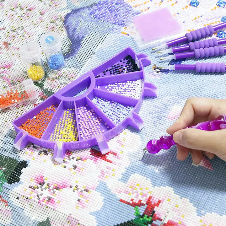 Semi-Circle Diamond Painting Tray with Pen Package - Diamond Painting Accessory