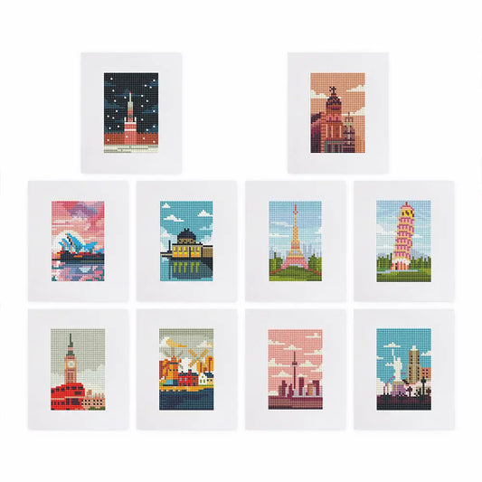 Set of 10 Famous Landmarks - Mini Diamond Painting Kits - Mini Painting