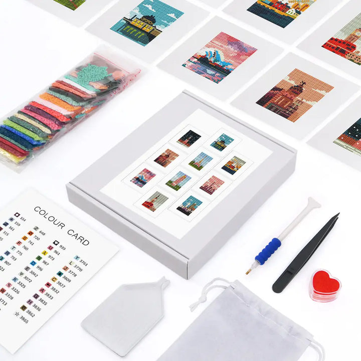 Set of 10 Famous Landmarks - Mini Diamond Painting Kits - Mini Painting