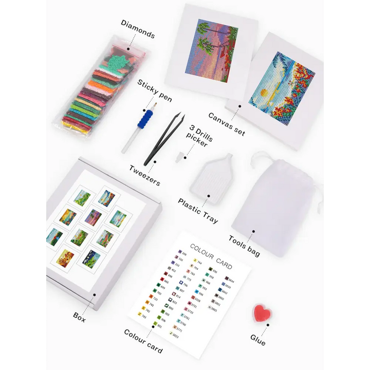 Set of 10 Landscape - Mini Diamond Painting Kits - Mini Painting