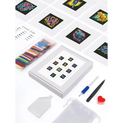Set of 10 Nocturnal Animals - Mini Diamond Painting Kits - Mini Painting