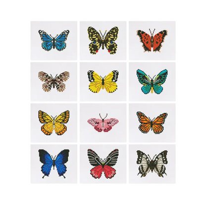 Set of 12 Butterflies A - Mini Diamond Painting Kits - Mini Painting