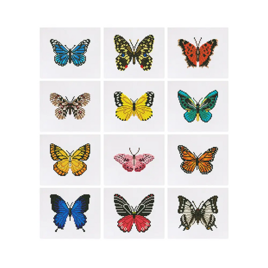 Set of 12 Butterflies A - Mini Diamond Painting Kits - Mini Painting