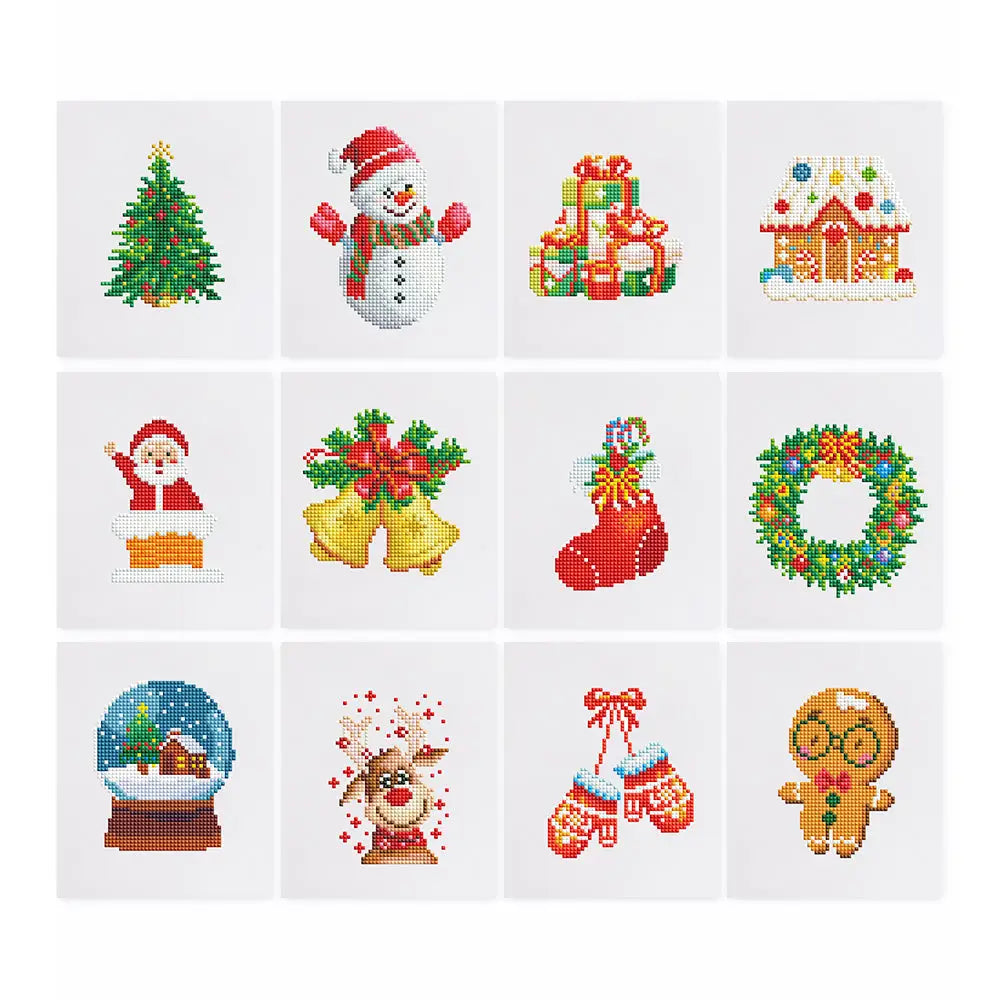 Set of 12 Christmas Designs A - Mini Diamond Painting Kits - Mini Painting
