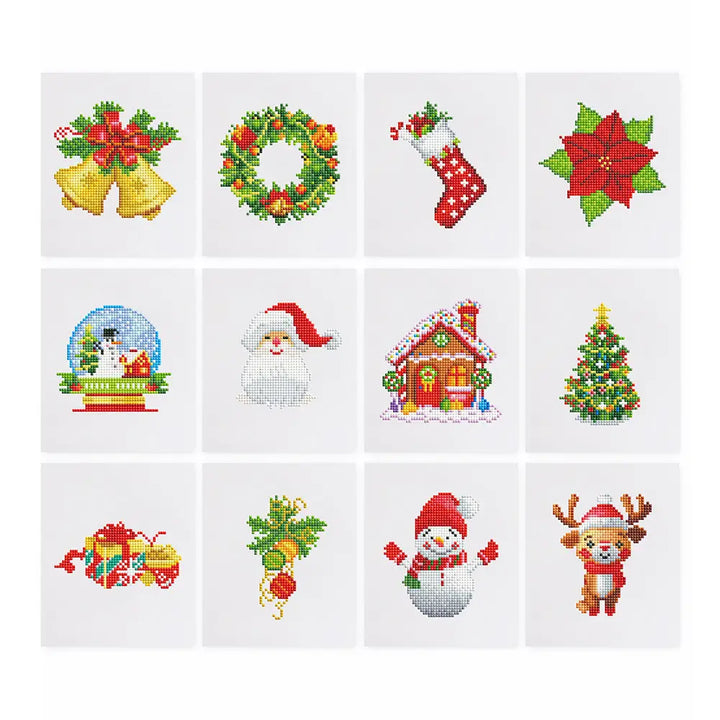Set of 12 Christmas Designs B - Mini Diamond Painting Kits - Mini Painting