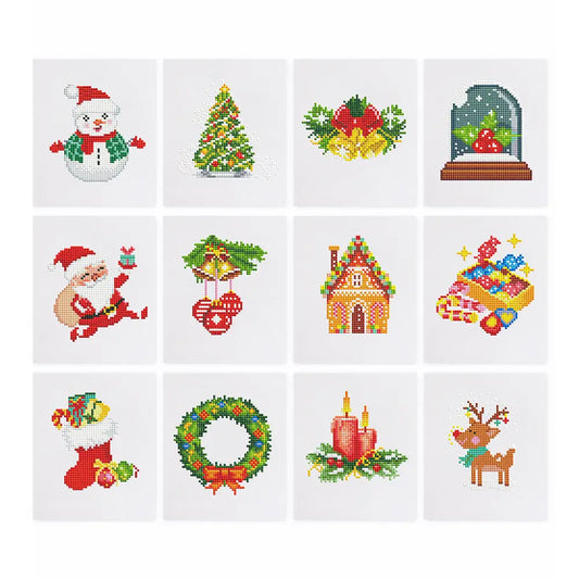 Set of 12 Christmas Designs C - Mini Diamond Painting Kits - Mini Painting