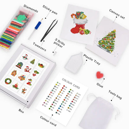 Set of 12 Christmas Designs C - Mini Diamond Painting Kits - Mini Painting