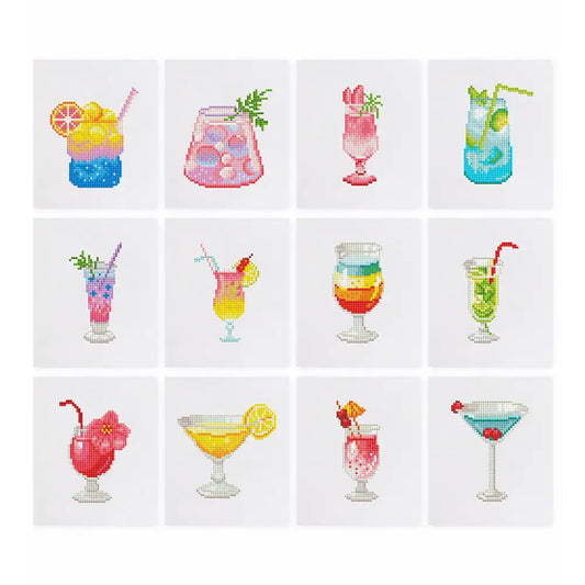 Set of 12 Cocktails - Mini Diamond Painting Kits - Mini Painting