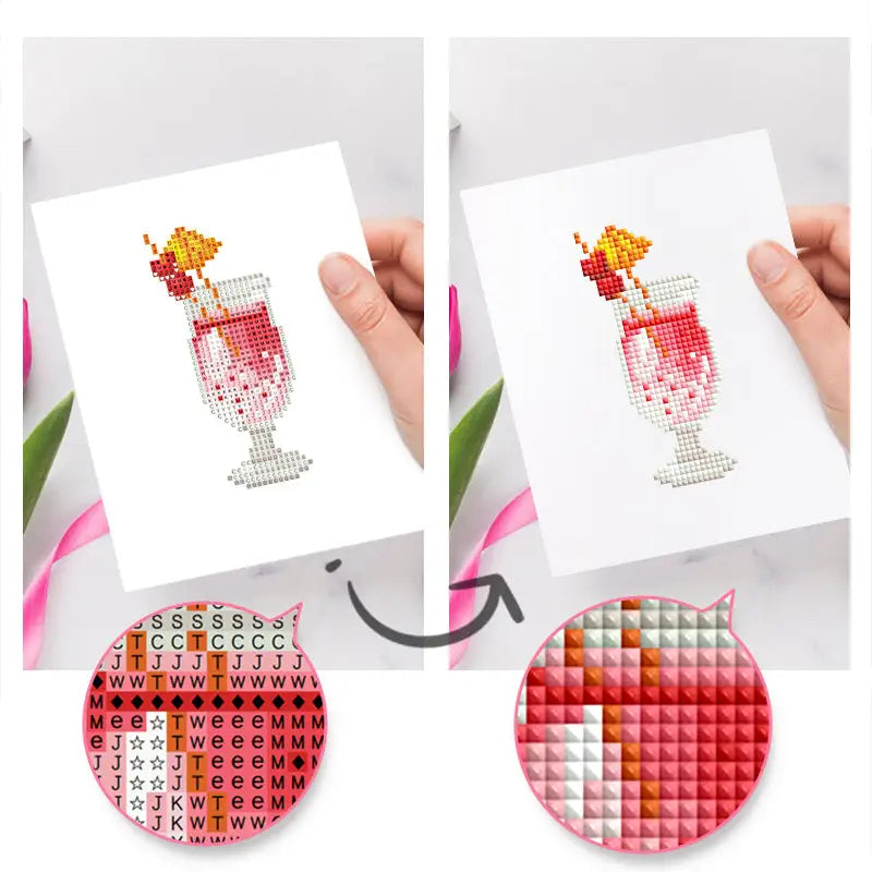 Set of 12 Cocktails - Mini Diamond Painting Kits - Mini Painting