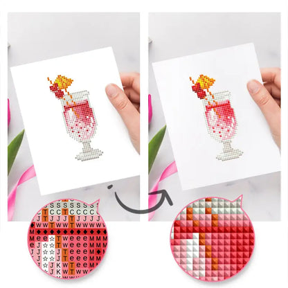 Set of 12 Cocktails - Mini Diamond Painting Kits - Mini Painting