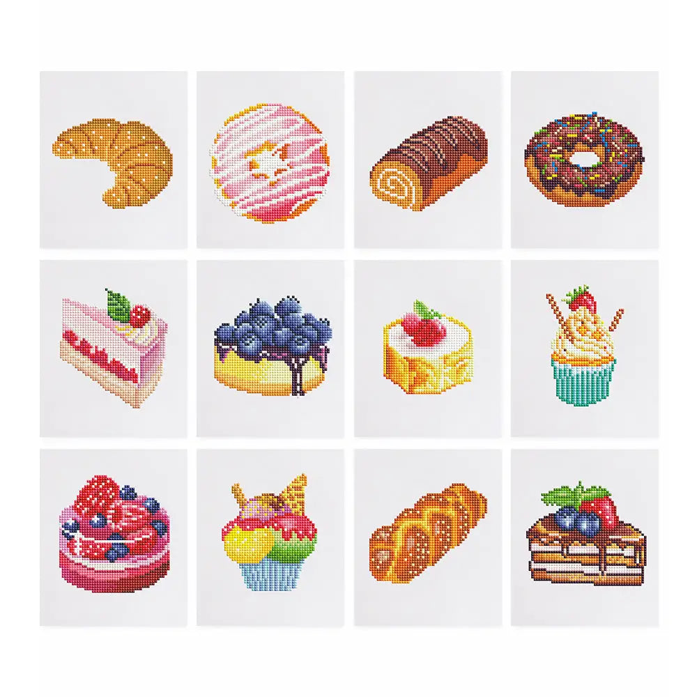 Set of 12 Desserts - Mini Diamond Painting Kits - Mini Painting