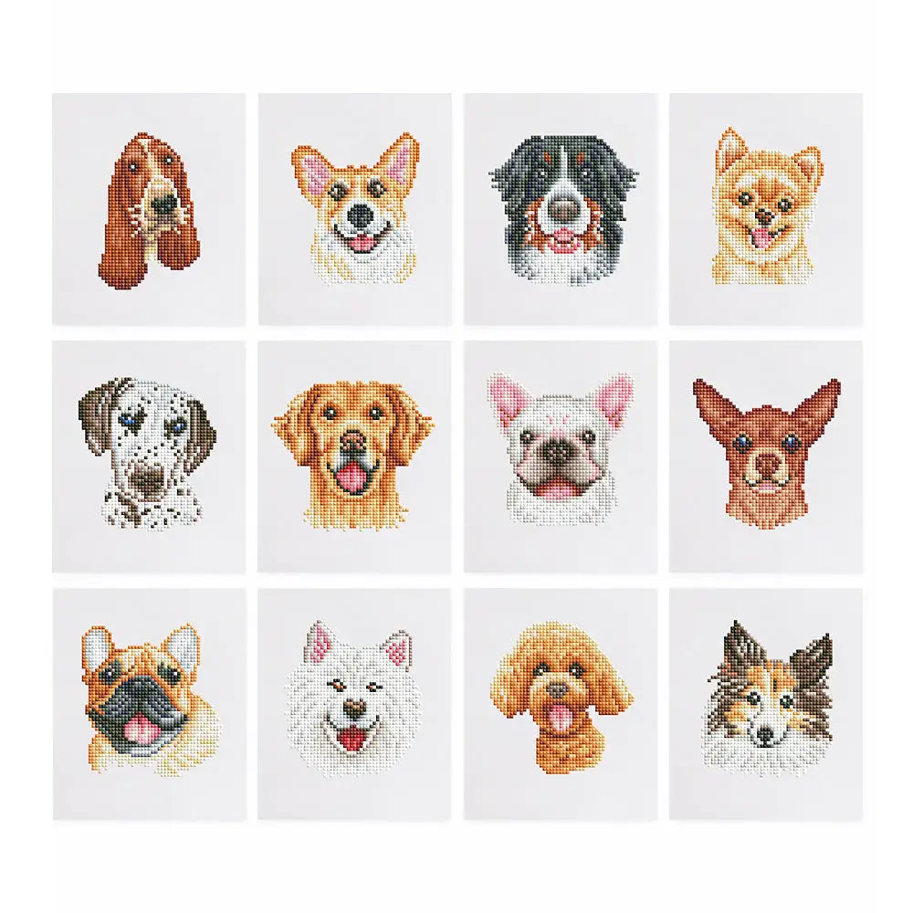 Set of 12 Dogs - Mini Diamond Painting Kits - Mini Painting