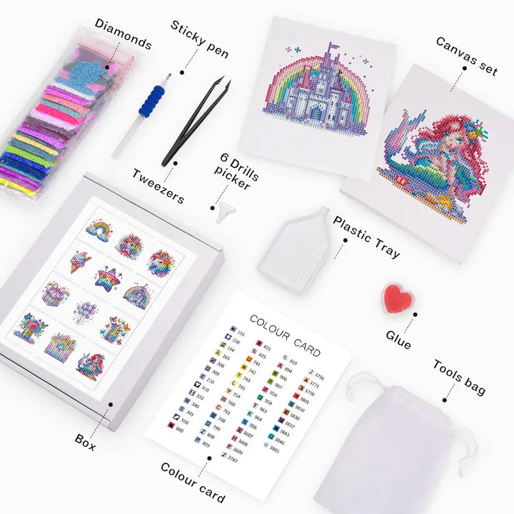 Set of 12 Fairyland - Mini Diamond Painting Kits - Mini Painting