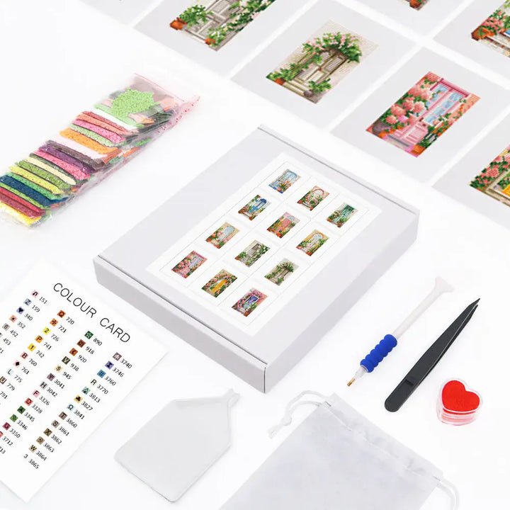 Set of 12 Floral Doors A - Mini Diamond Painting Kits - Mini Painting