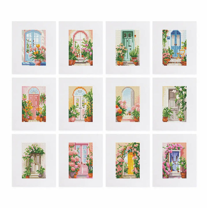 Set of 12 Floral Doors A - Mini Diamond Painting Kits - Mini Painting