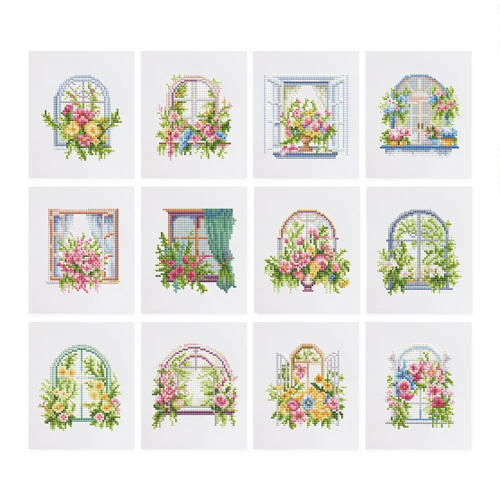 Set of 12 Floral Doors B - Mini Diamond Painting Kits - Mini Painting