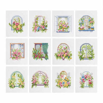 Set of 12 Floral Doors B - Mini Diamond Painting Kits - Mini Painting