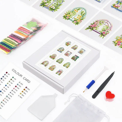 Set of 12 Floral Doors B - Mini Diamond Painting Kits - Mini Painting