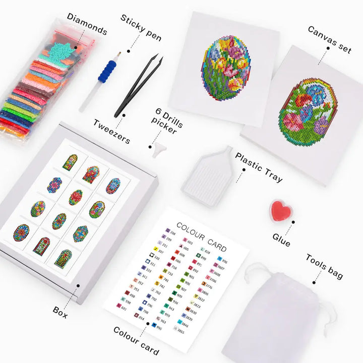 Set of 12 Floral Windows - Mini Diamond Painting Kits - Mini Painting